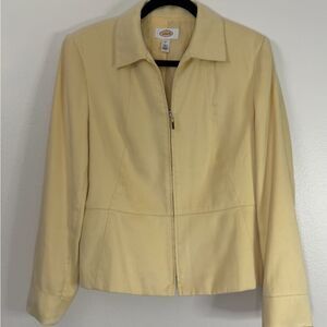 Talbots Blazer Jacket Faux Suede Yellow Size 6 Zip Front Lightweight Womens